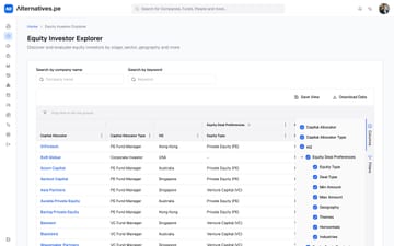 The Equity Investor Explorer with the column picker open, showing which columns to show and how to group them