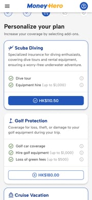 Choosing add-on cover inside the checkout rather than on a separate page