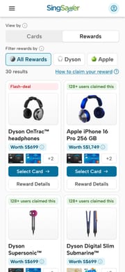 The same reward-first credit card view on a phone