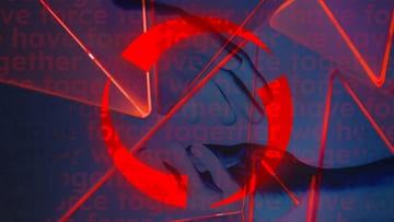 Campaign artwork: red light trails over a figure