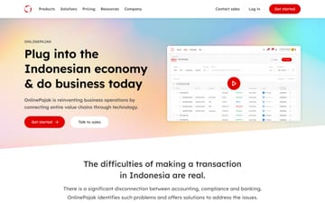 The OnlinePajak marketing home page on a desktop browser
