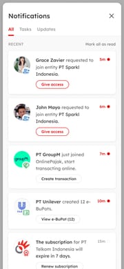 The OnlinePajak notifications panel on a phone